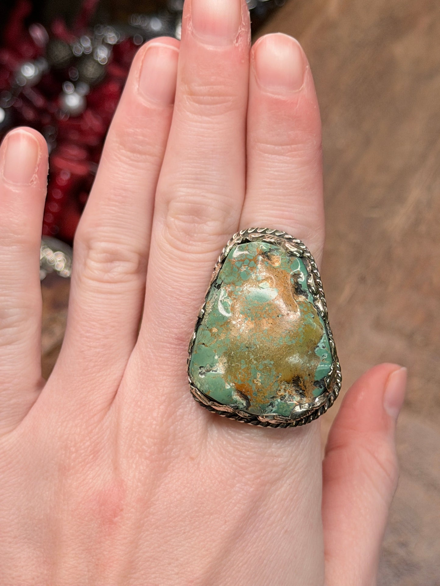 Abby Tibetan Silver Natural Cut Turquoise Ring