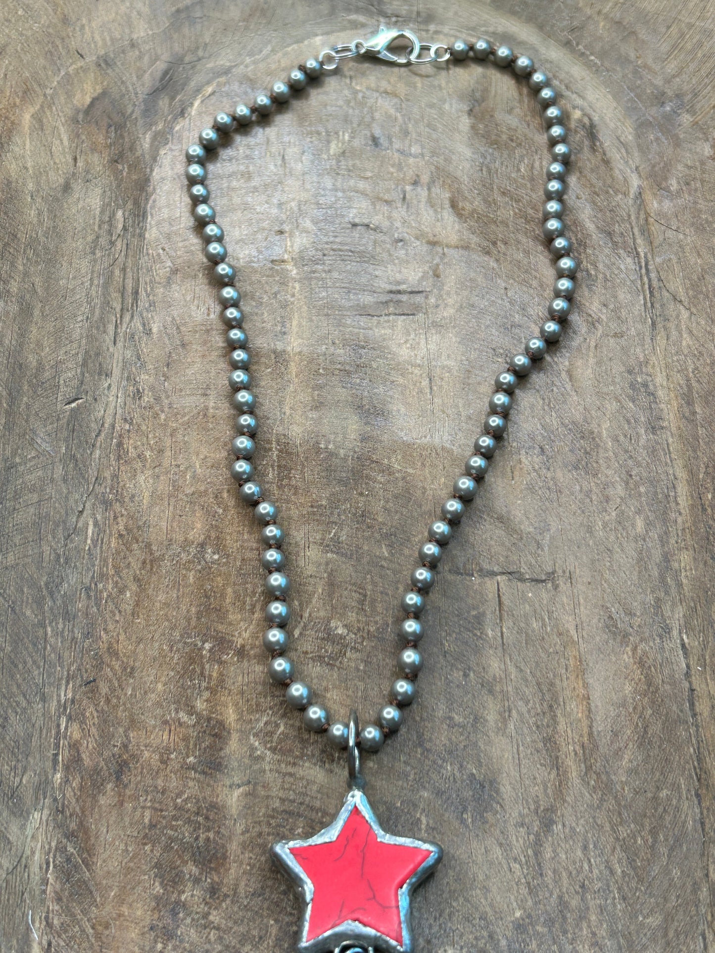 Crystal Tassel Soldered Red Star Necklace