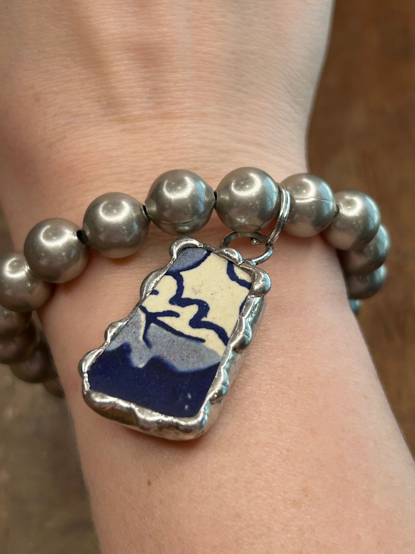 Soldered Clay Charm Bracelet (Blue)
