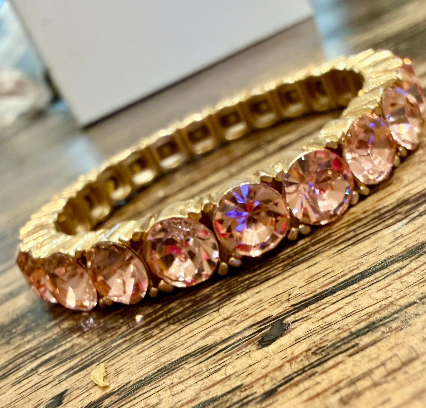 Light Pink Crystal Stretch Bracelet