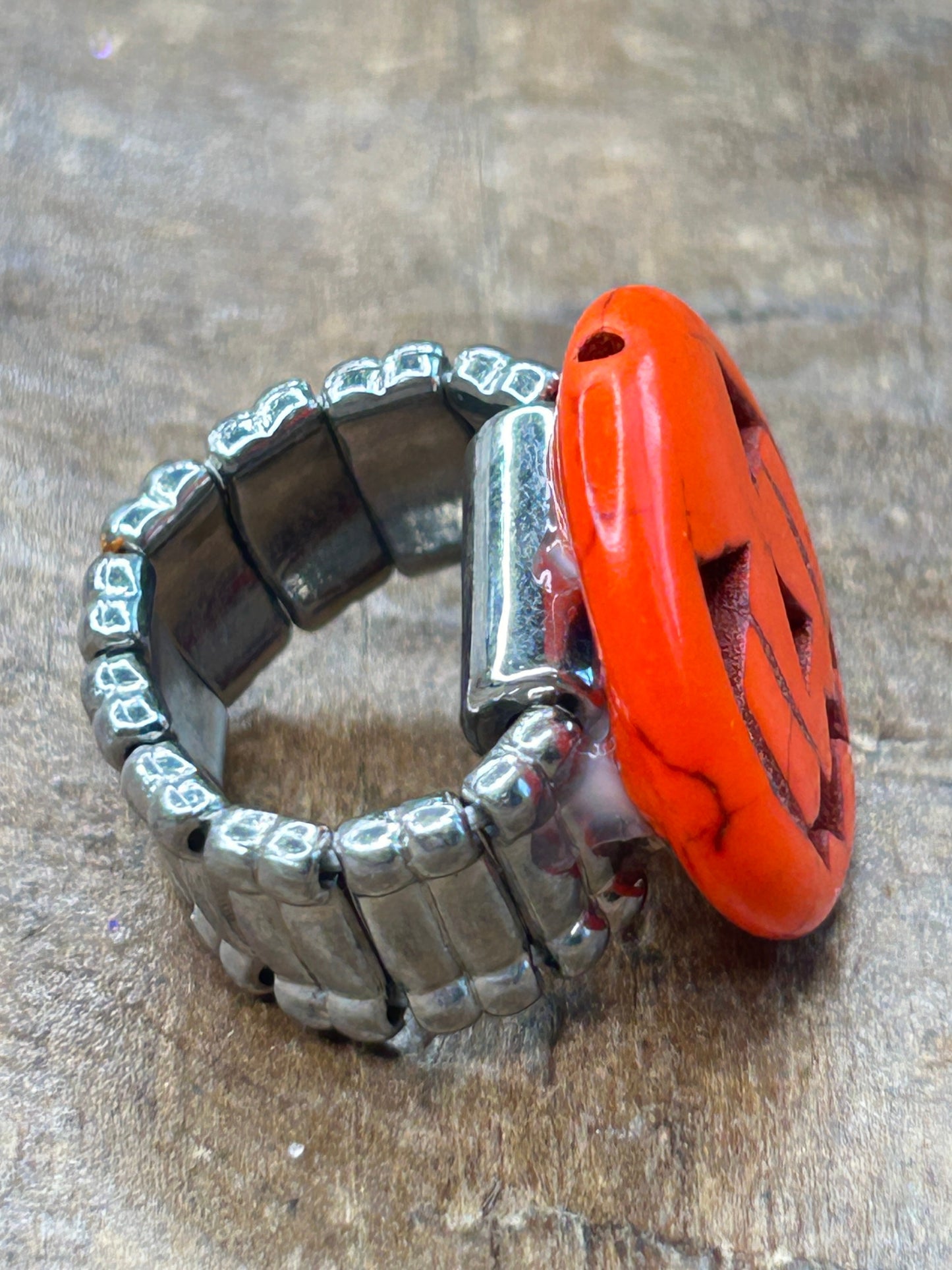 Dainty Jack-O-Lantern Stretch Ring- ERR ORIGINAL