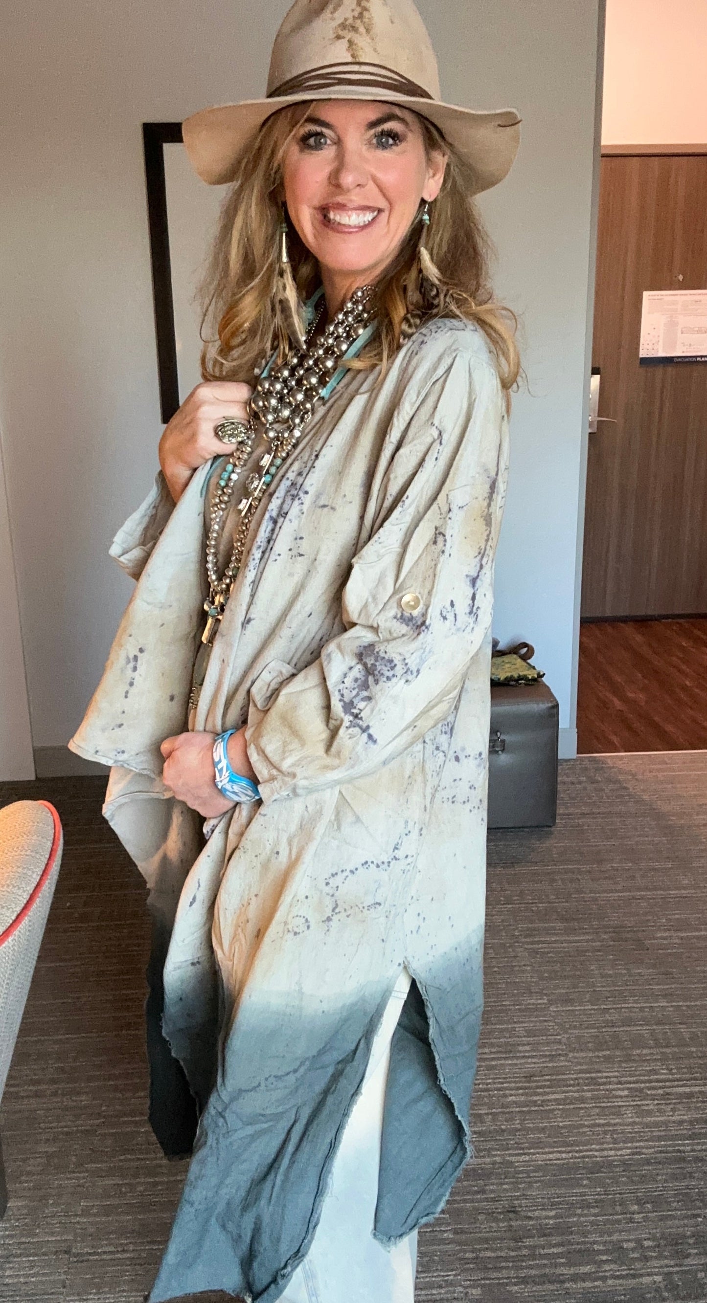 FINAL SALE!!! A Rare BIrd-BLUE AND GRAY DIP DYE KIMONO
