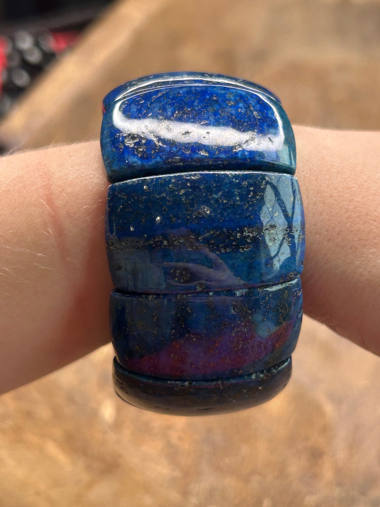 Large Natural Lapis Lazuli Stretch Bracelet