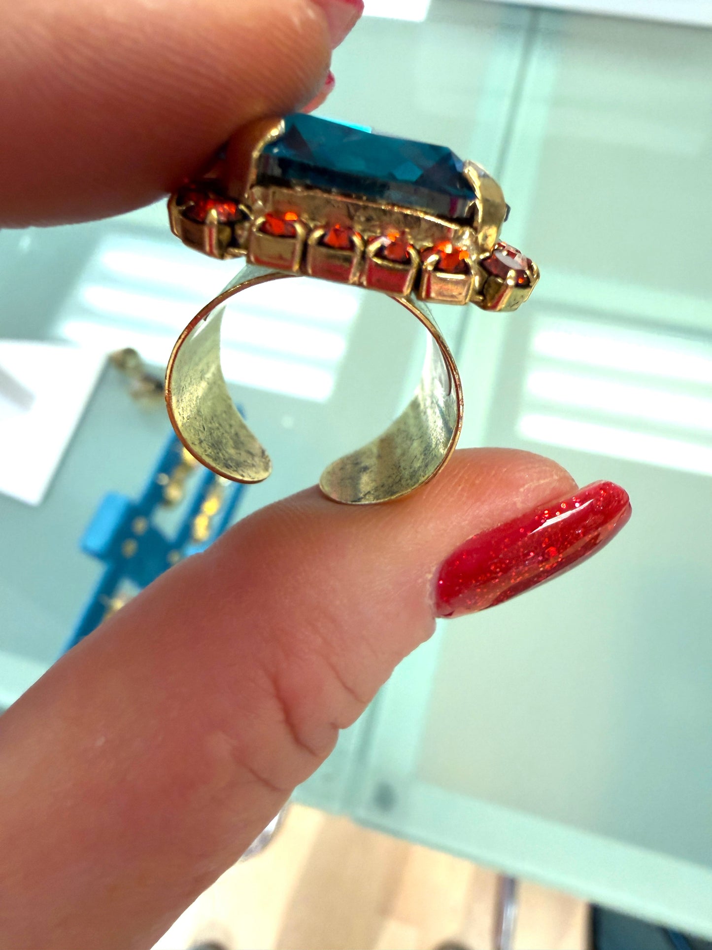 Mini Soleil Ring With Trim in Indicolite