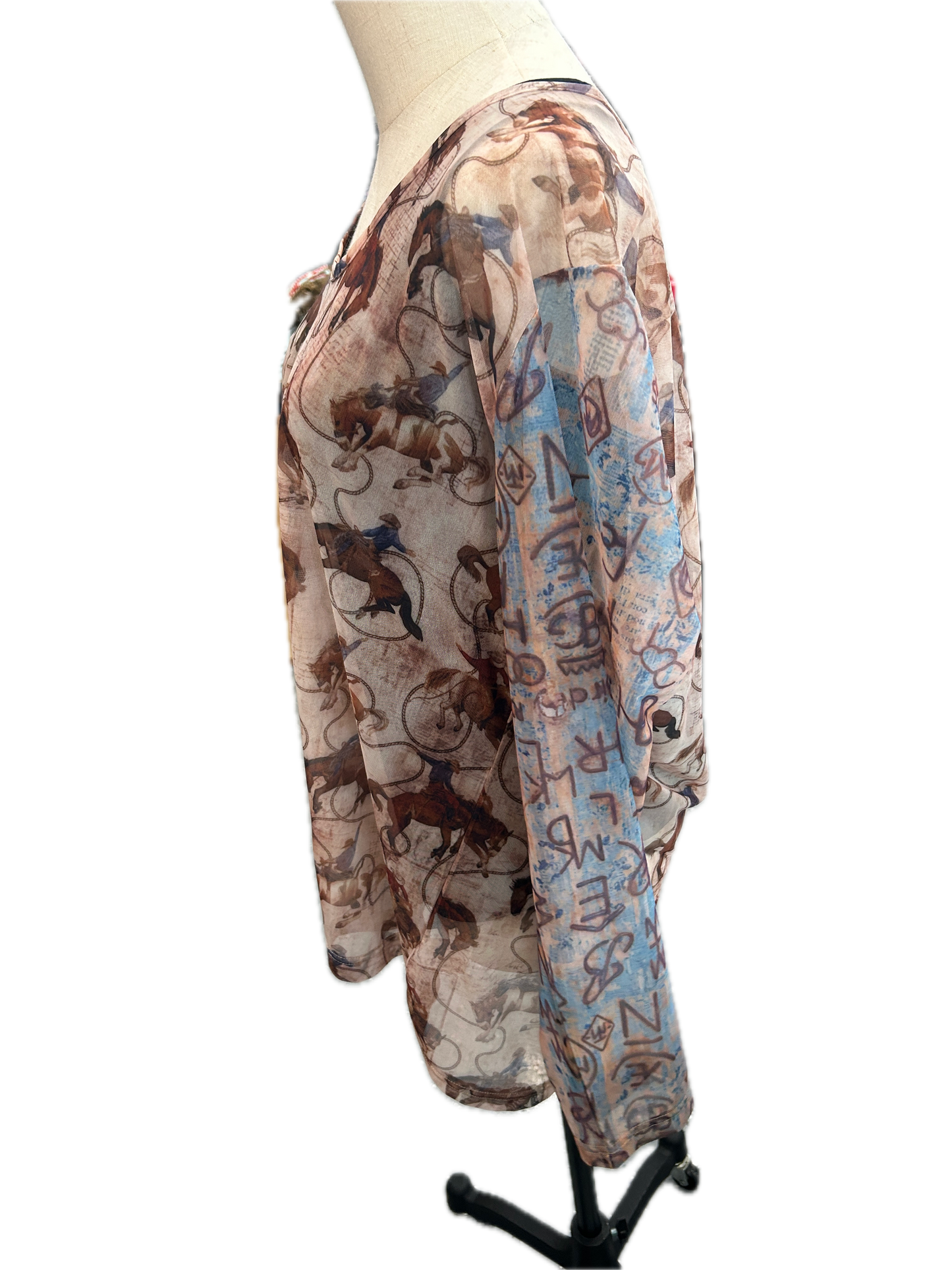 Rare Bird- Mesh Shirt (Rope Em Cowboy) *Final Sale*