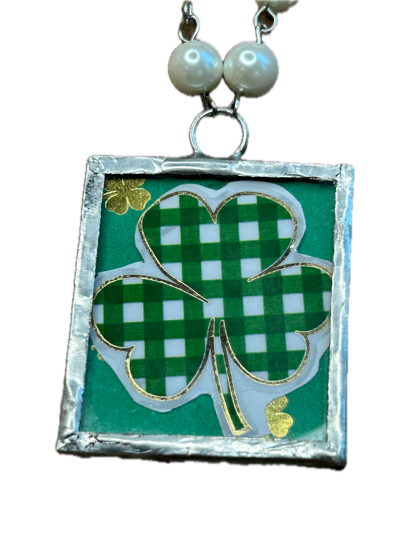 Plaid Shamrock Soldered Necklace (Small)