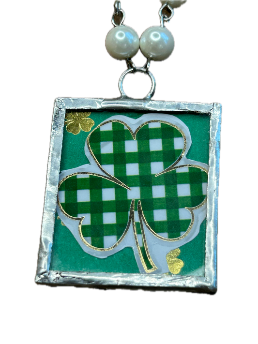 Plaid Shamrock Soldered Necklace (Small)