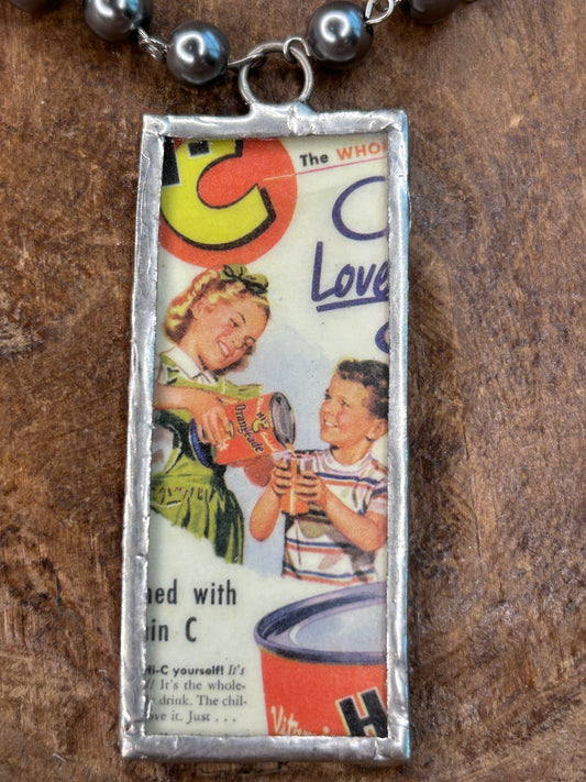Soldered Vintage Print Necklace