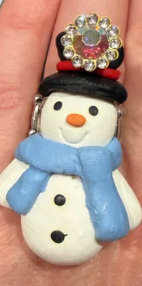 Blue Scarf Snowman Stretch Ring - ERR ORIGINAL -