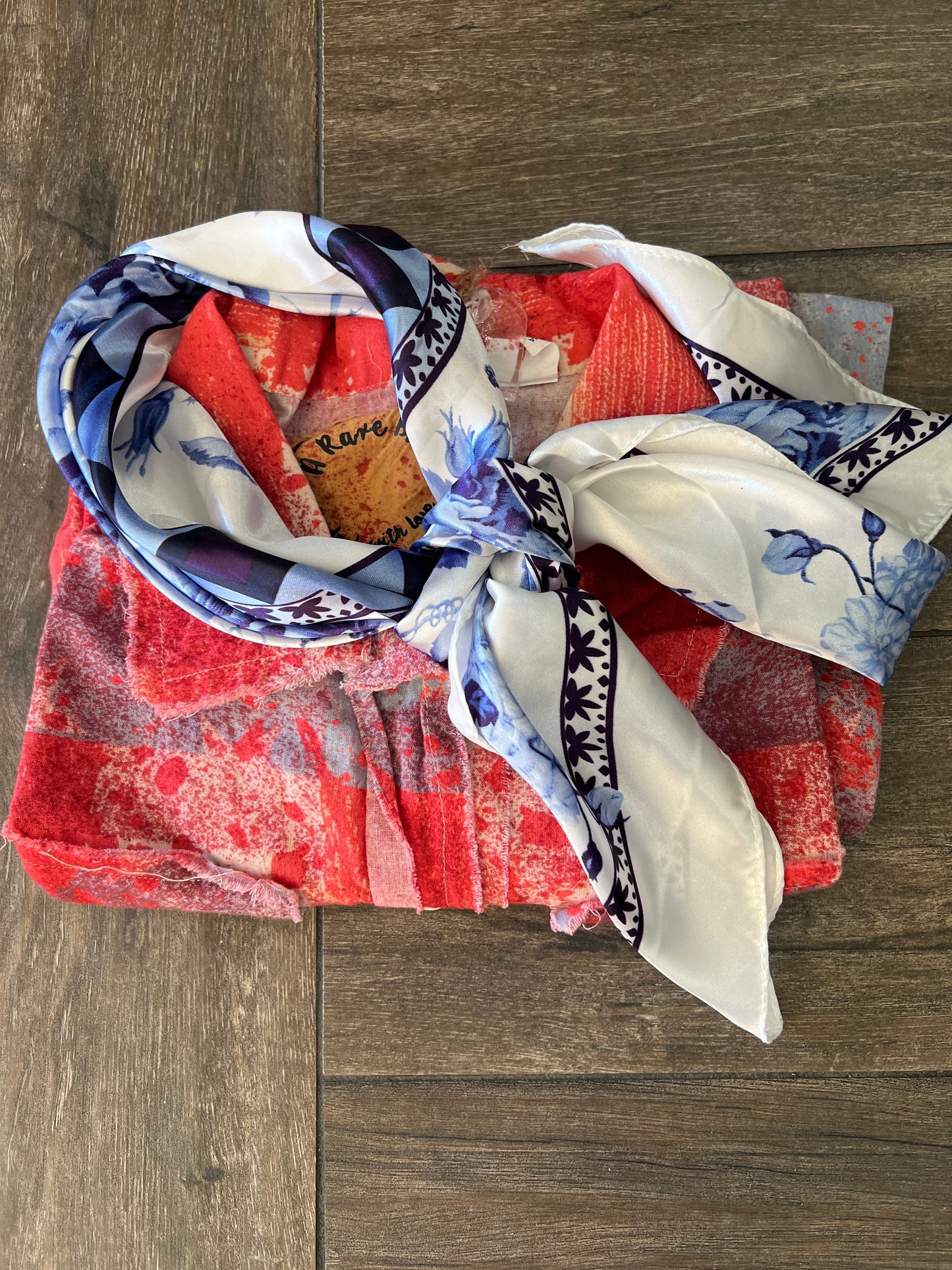 A Rare Bird- White and Blue Rose Wild Rag
