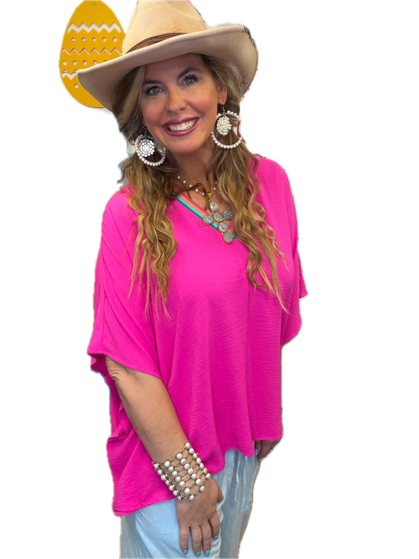 FINAL SALE Jodifl- Poncho Top (Hot Pink)