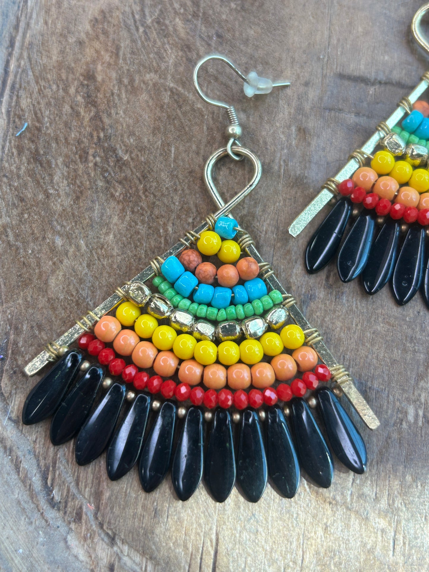 Boho Beaded Teepee Earrings