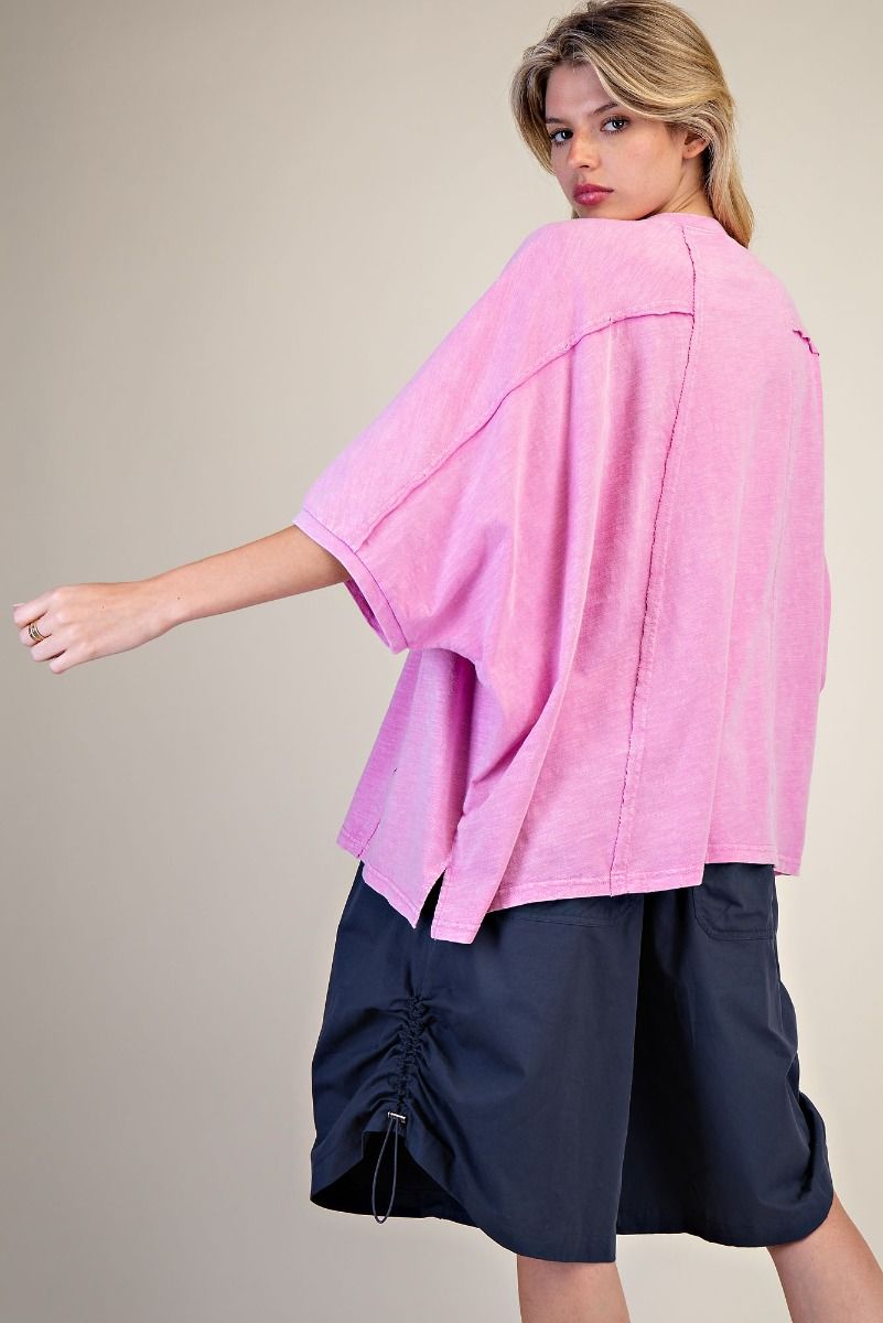 EASEL - Love Patch Cotton Slub Top (Candy Pink) *Final Sale*