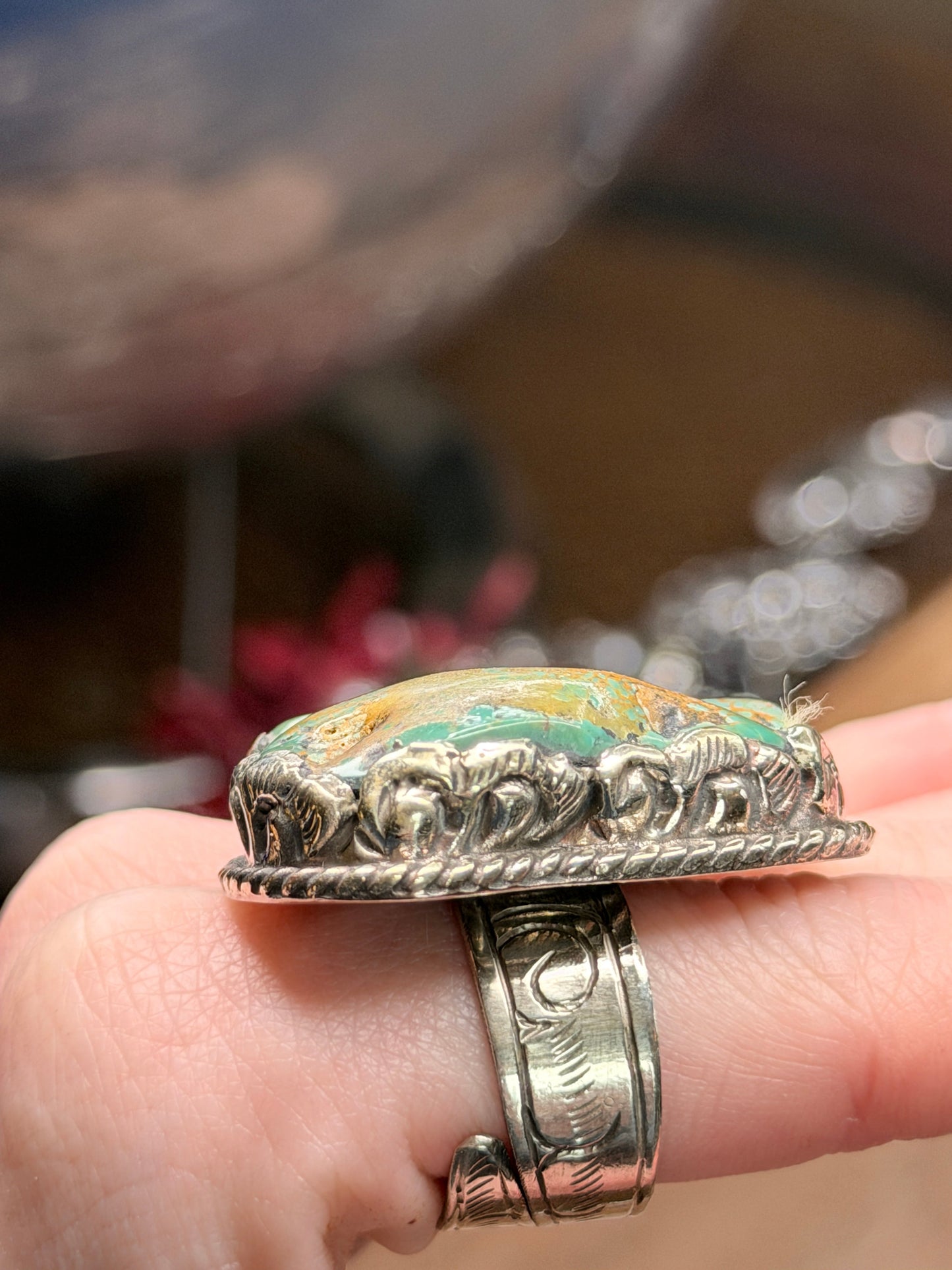 Abby Tibetan Silver Natural Cut Turquoise Ring