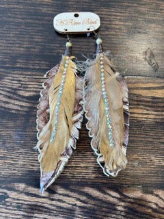 A Rare Bird- Layered Leather Feather Earrings