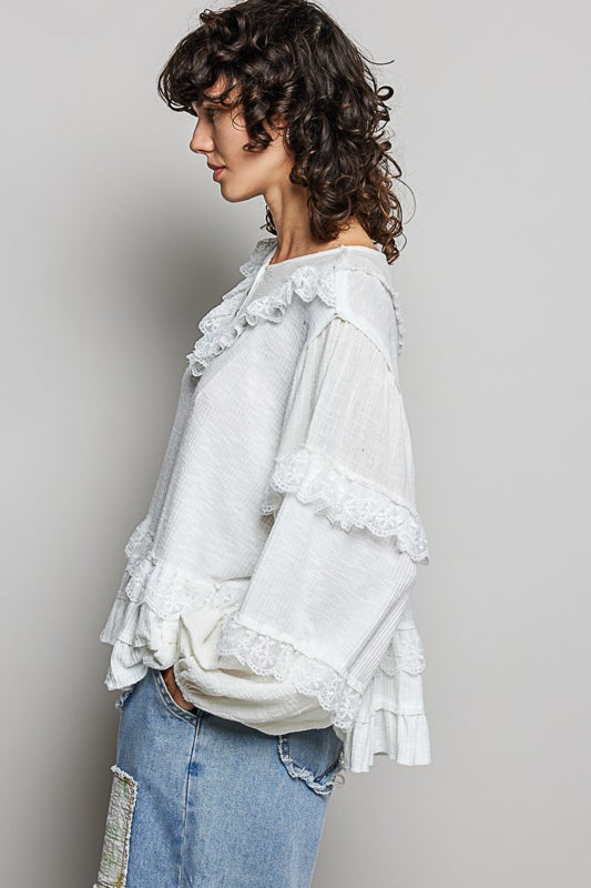 POL- Ruffled Top *Final Sale* (Off White)