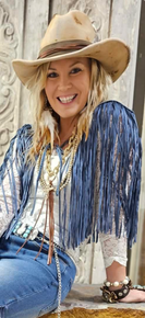 Rare Bird- Denim Fringe Collar - FINAL SALE