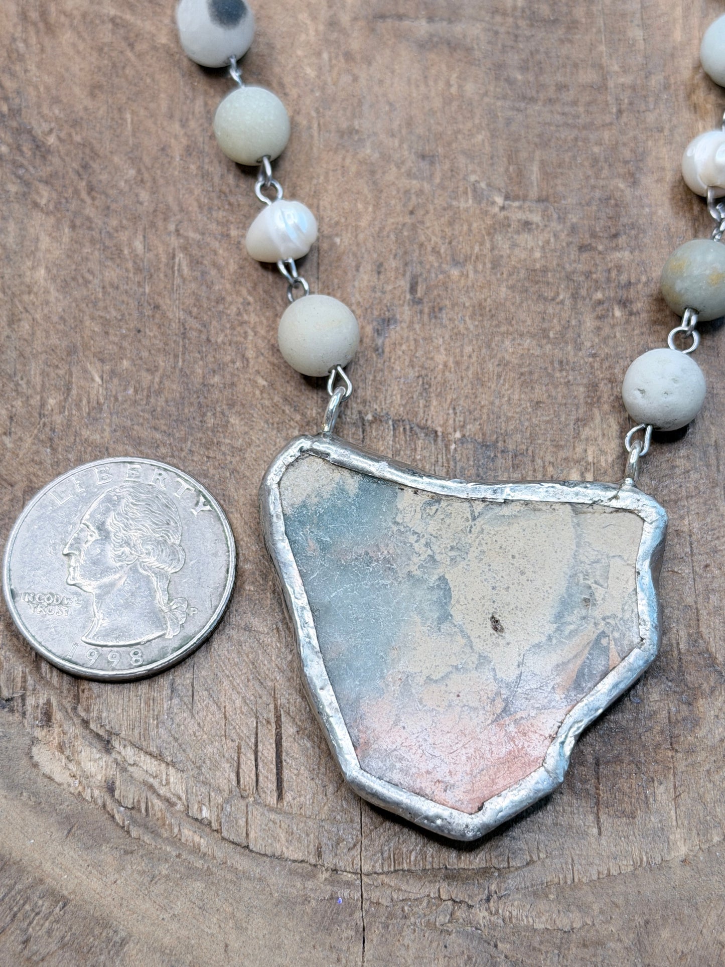 Soldered Aqua Terra Jasper Slab Necklace B