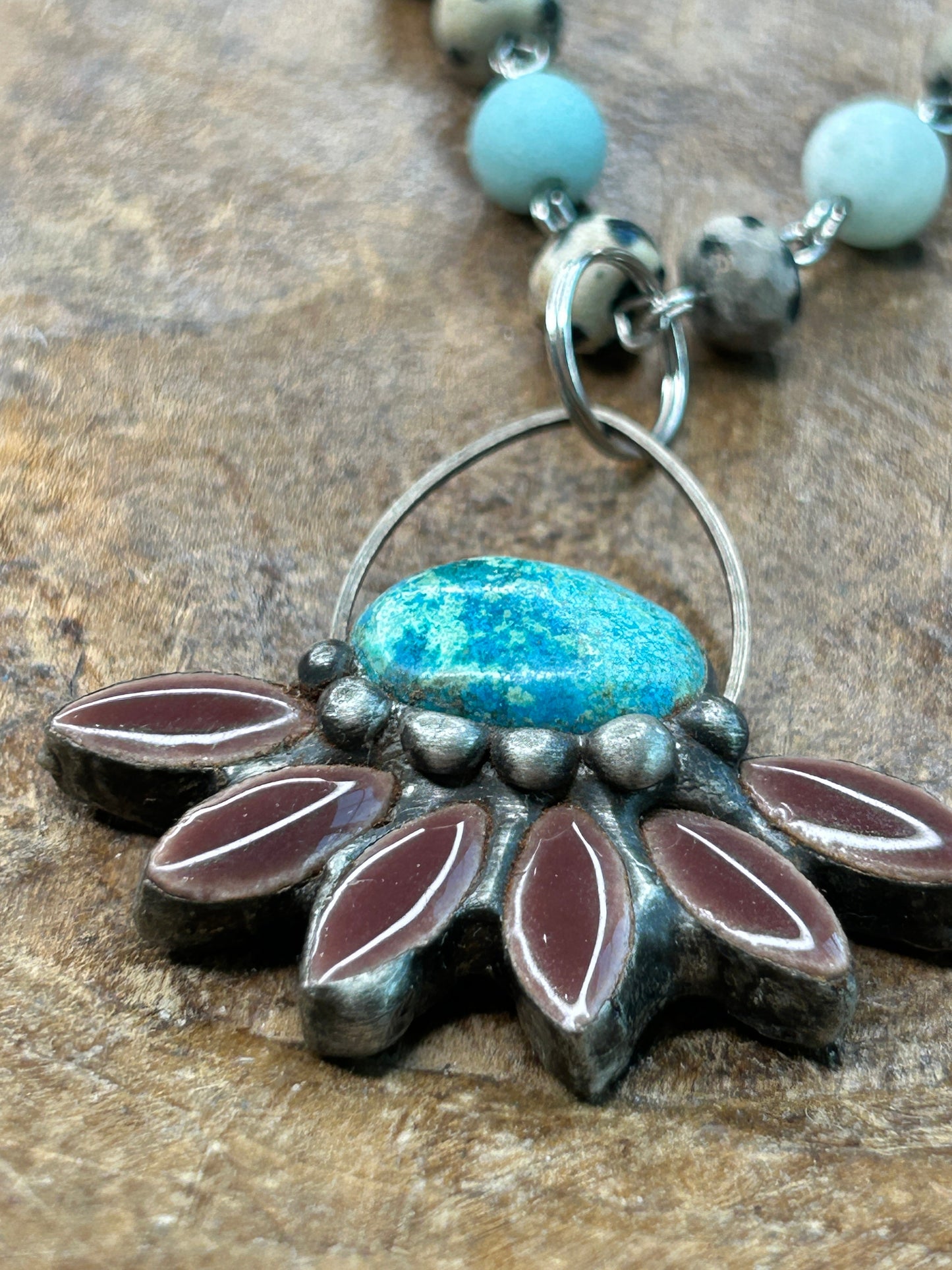 Harley and Maude- Soldered Turquoise and Ceramic Necklace