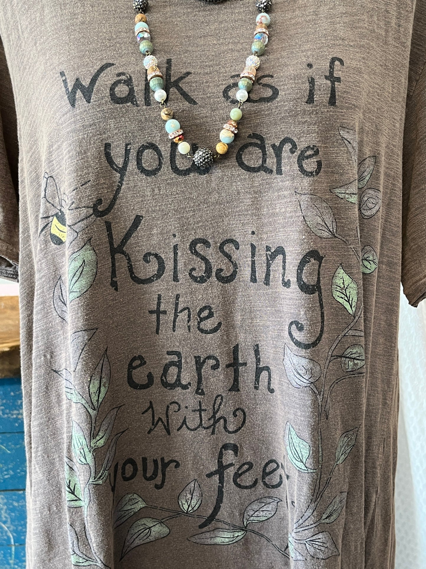FINAL SALE Rare Bird Walking as if your Feet are Touching the Ground Tee Brown/Gray