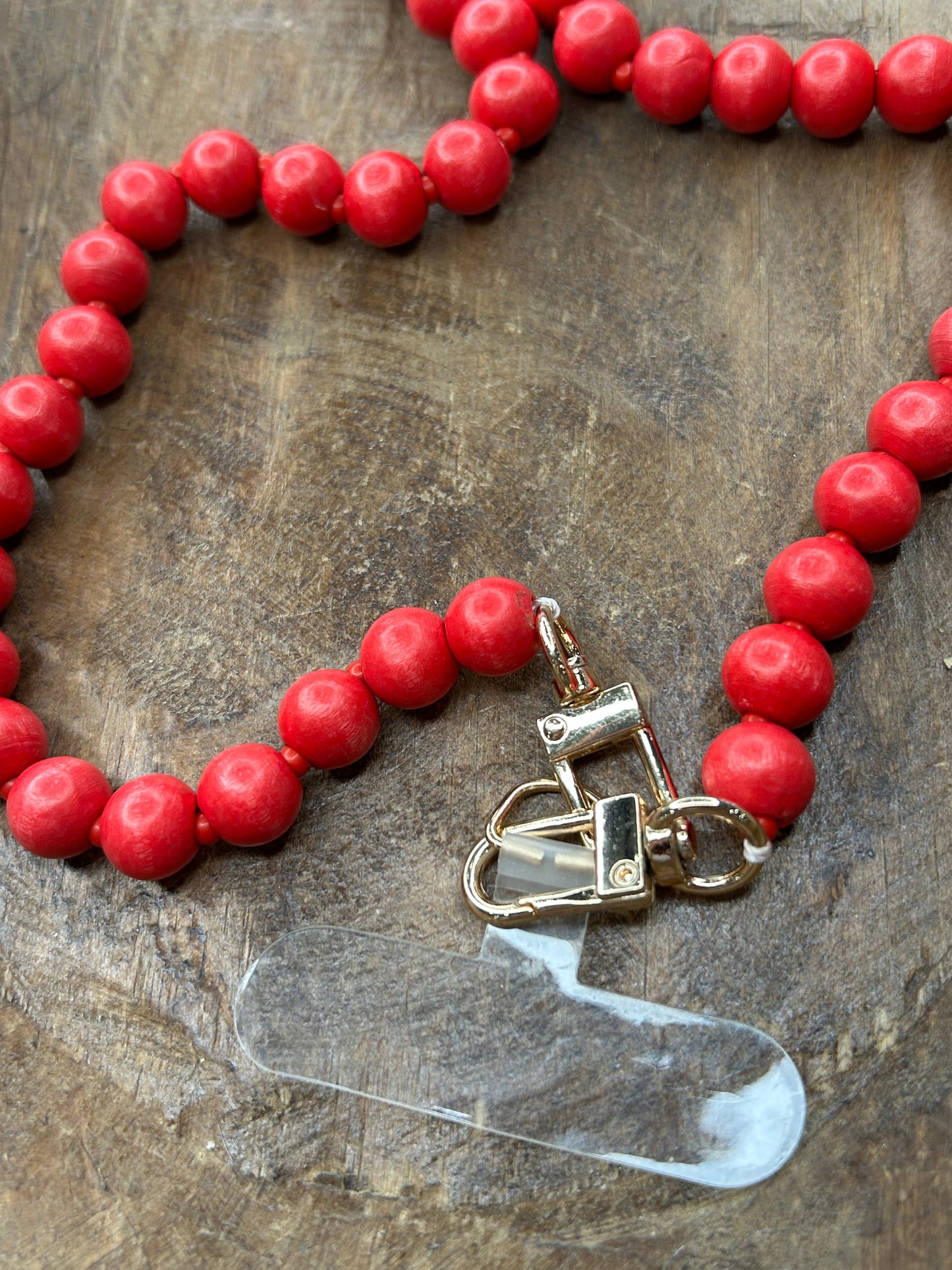 Red Beaded Phone Strap
