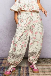 POL- Double Gauze Lace Patch Pants (Ivory Floral) *Final Sale*