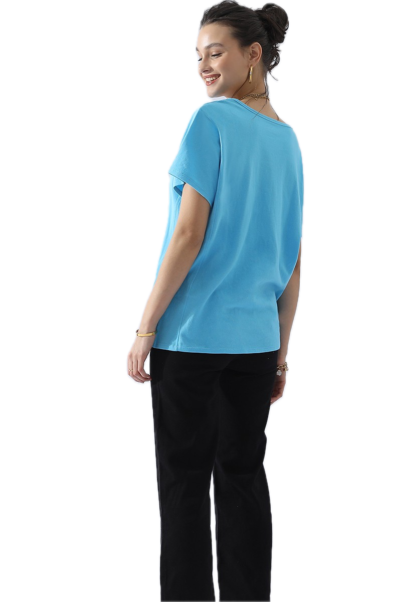 Round Neck Short Sleeve Top (Aqua) *Final Sale*