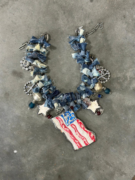 SALE!  Rare Bird's Red, White, and Blue Necklace
