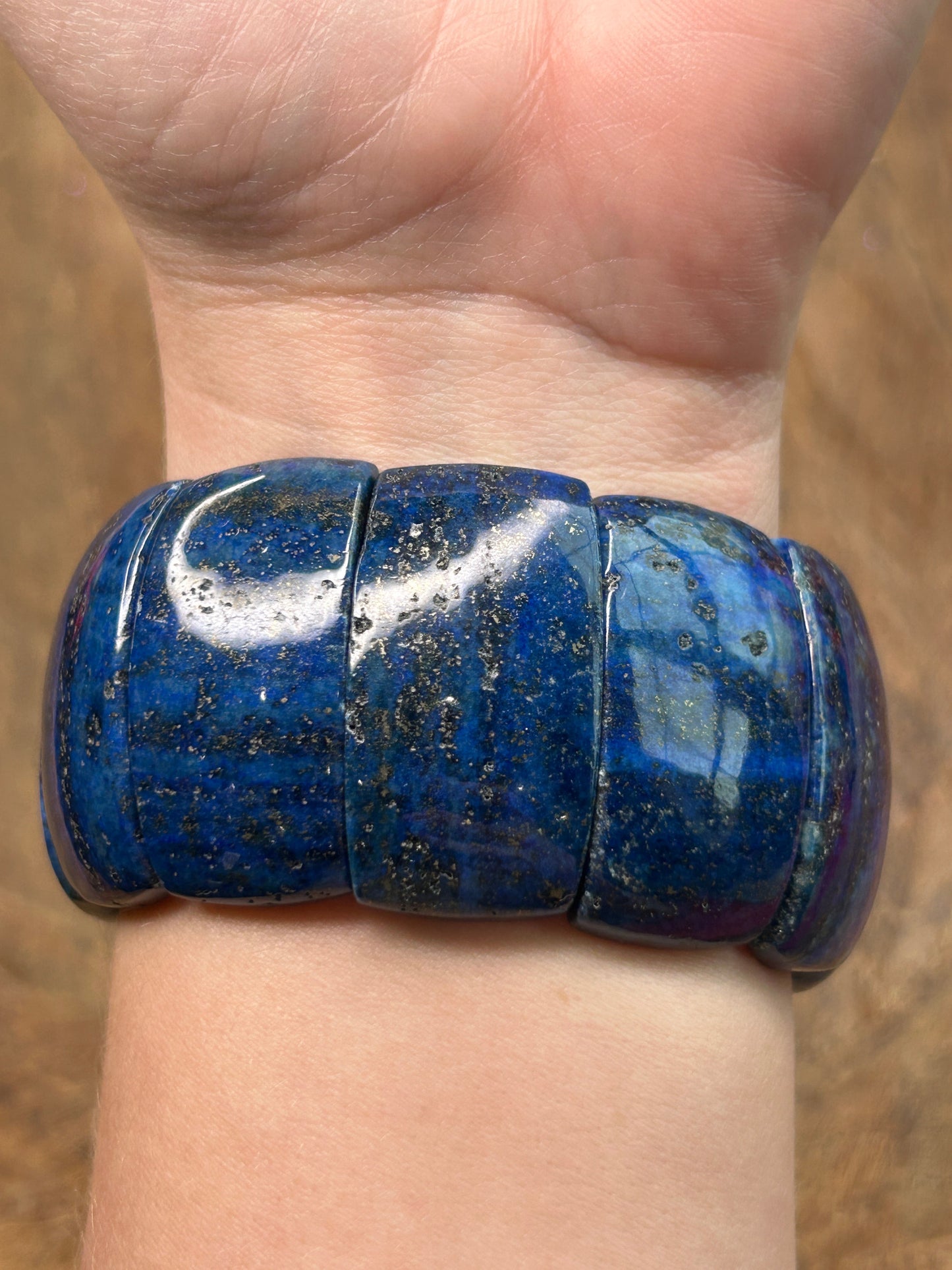 Large Natural Lapis Lazuli Stretch Bracelet