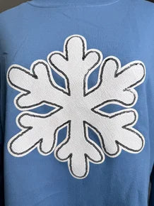 White Sequin Snowflake Blue Sweatshirt *Final Sale*