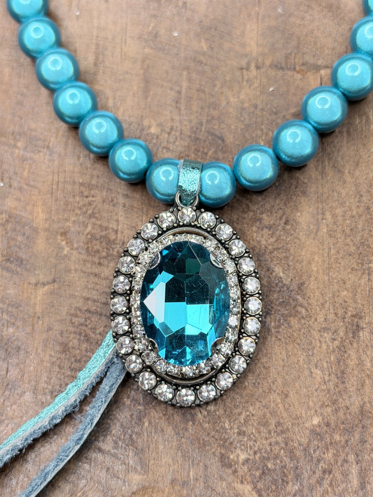 Sandra Ling Designs- Blue Miracle Bead Rhinestone Necklace