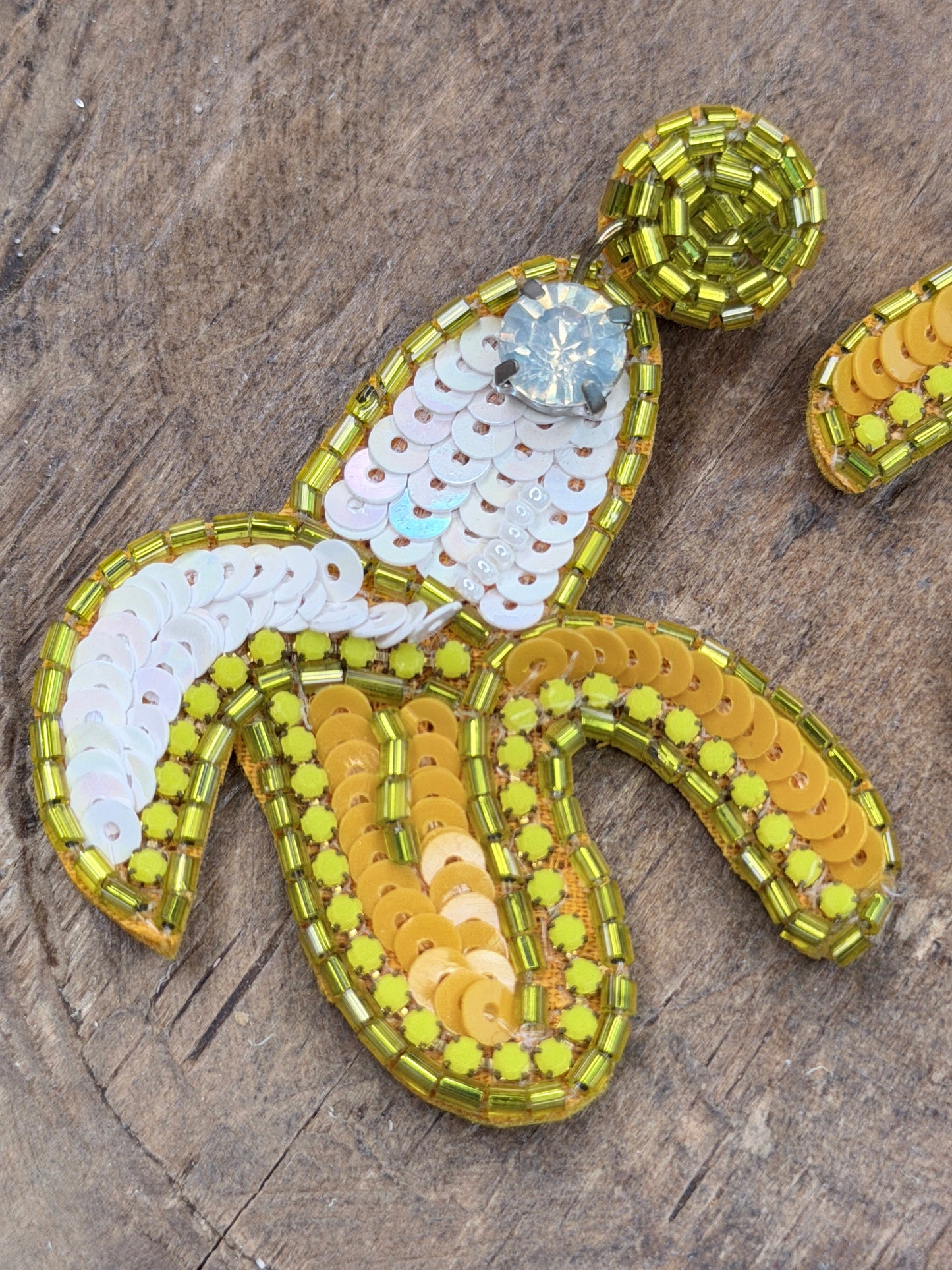 Sequin Beaded Banana Earrings