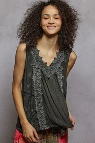 POL- V-Neck Tank (Black) *Final Sale*