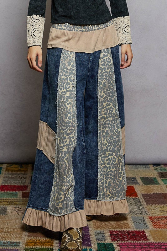 POL- French Terry Ruffle Hem Pants (Indigo)