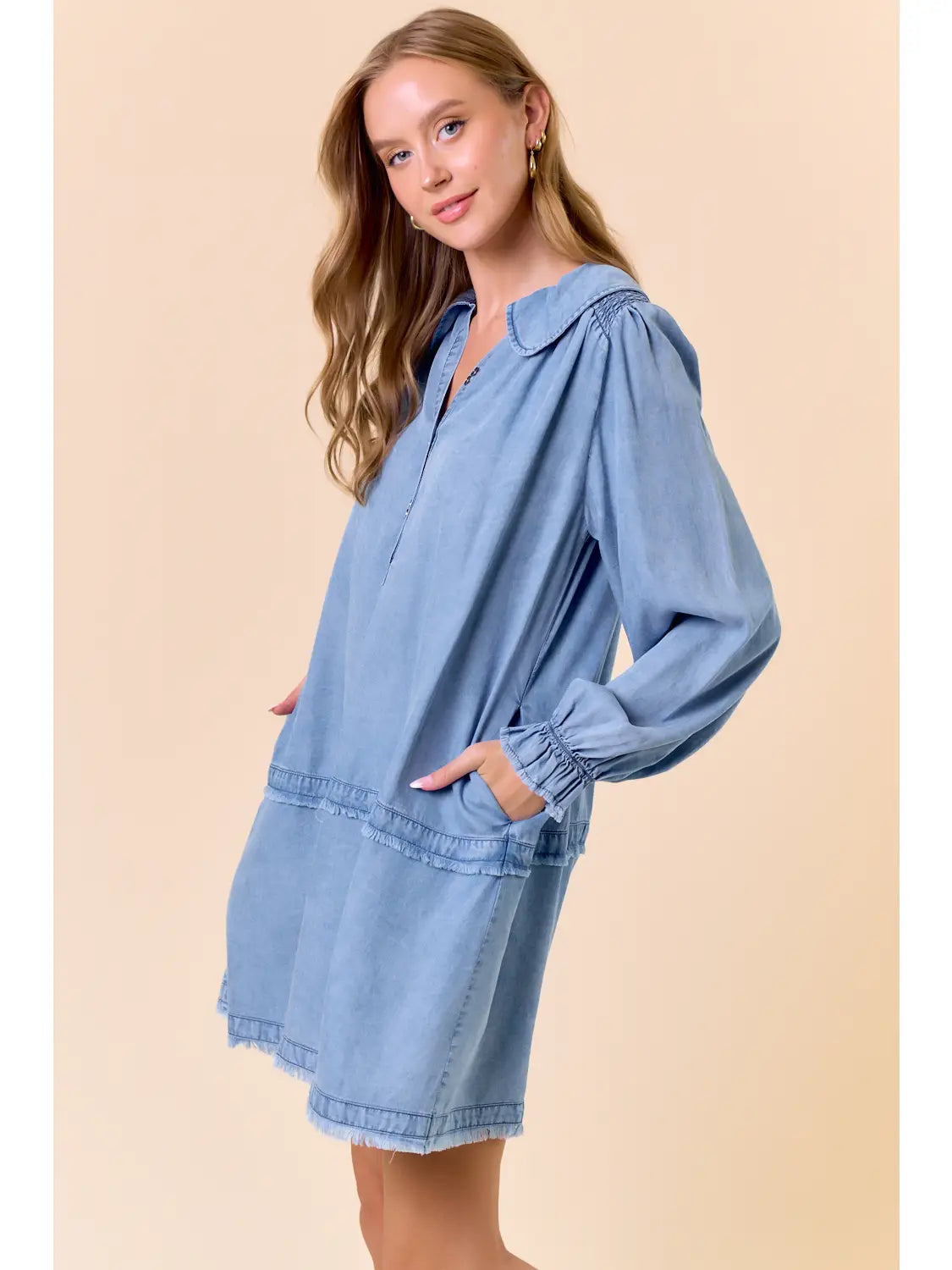 Peter Pan Collared Puff Dress (Lt. Denim) *Final Sale*