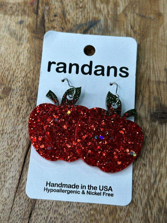 Acrylic Glitter Apple Earrings