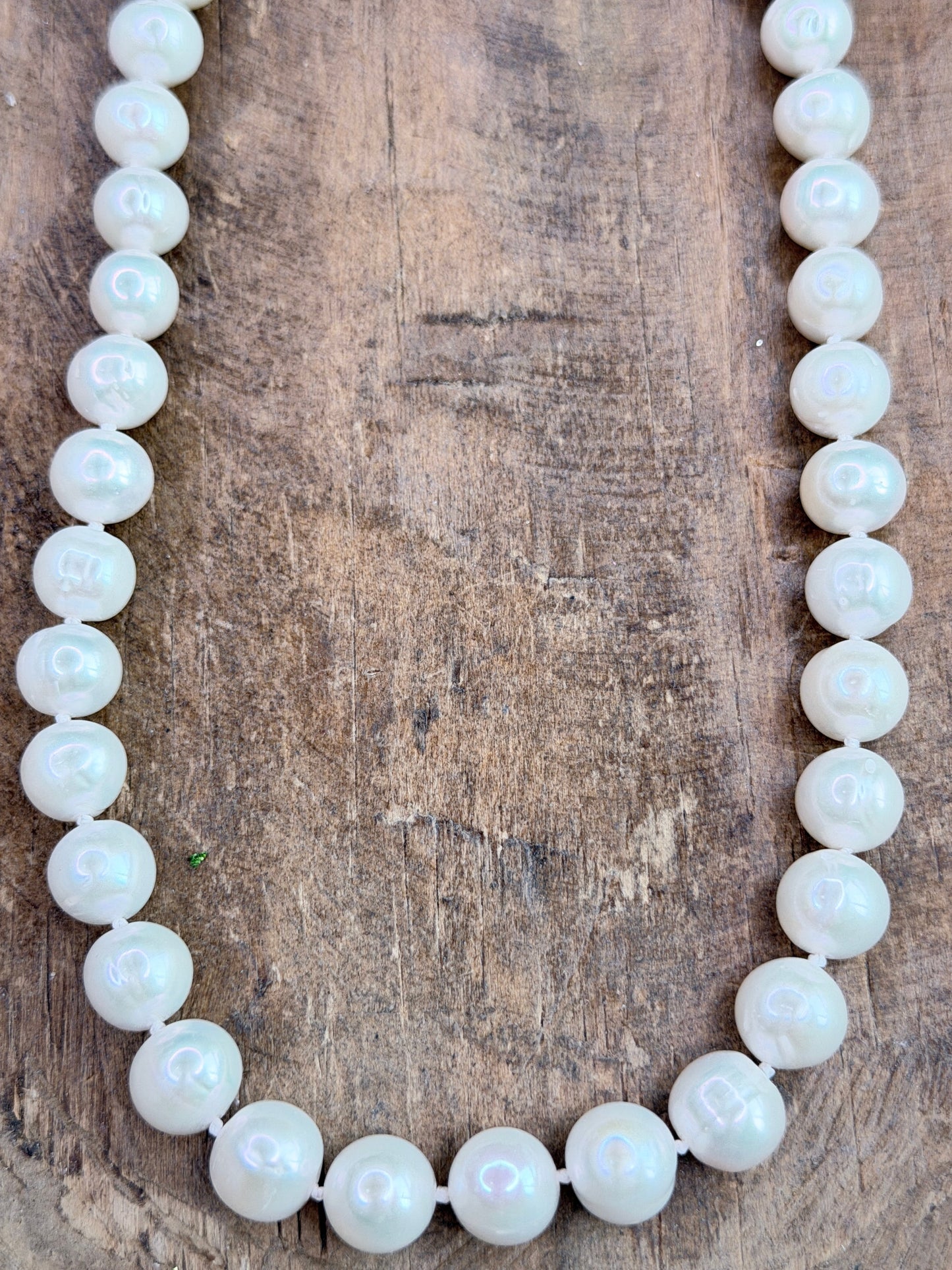 Round Cream Pearl Coated Necklace