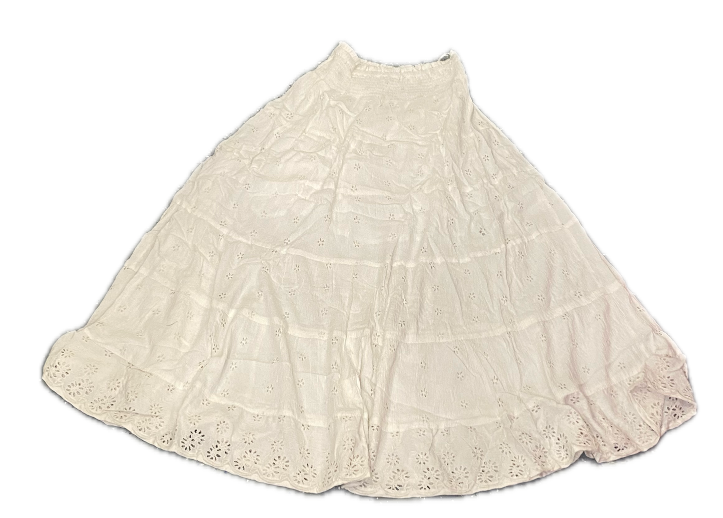 Angie Tiered Skirt with Smocked Waistband White
