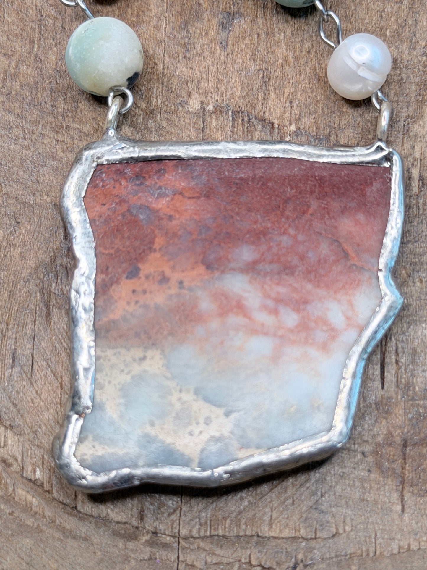 Soldered Aqua Terra Jasper Slab Necklace C