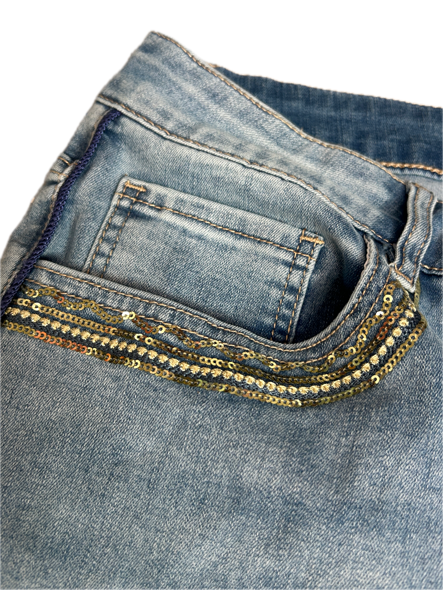 Denim Jeans with Gold Sequins *Final Sale*