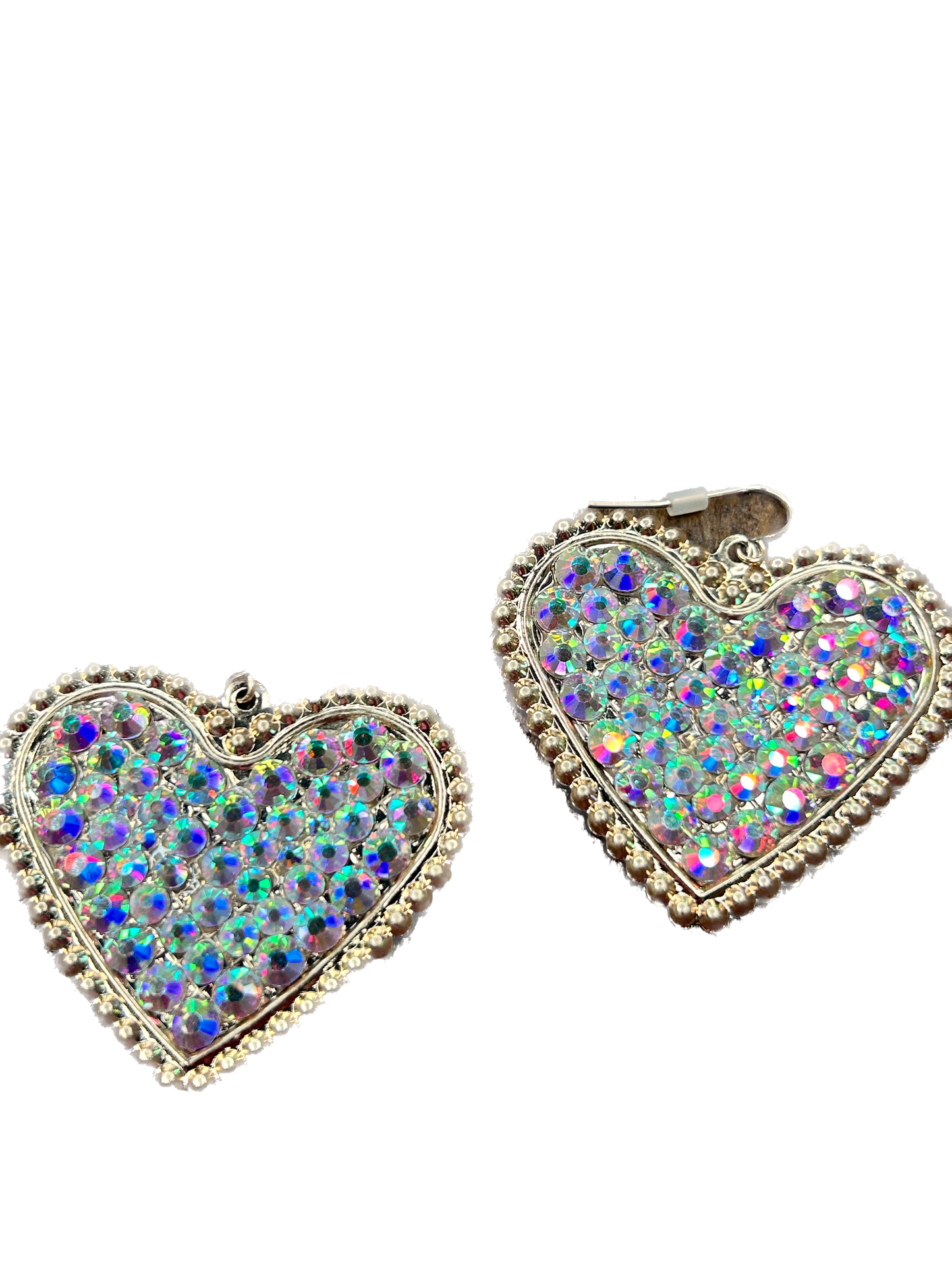 AB Rhinestone Golden Heart Earrings