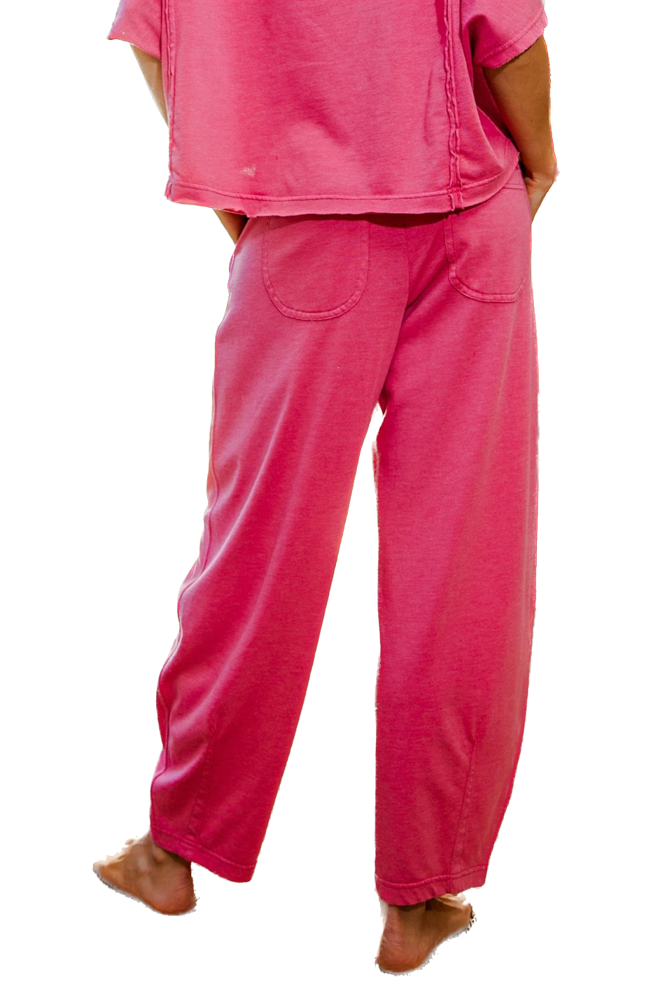 Mineral Washed Cotton Barrel Pants (Strawberry)