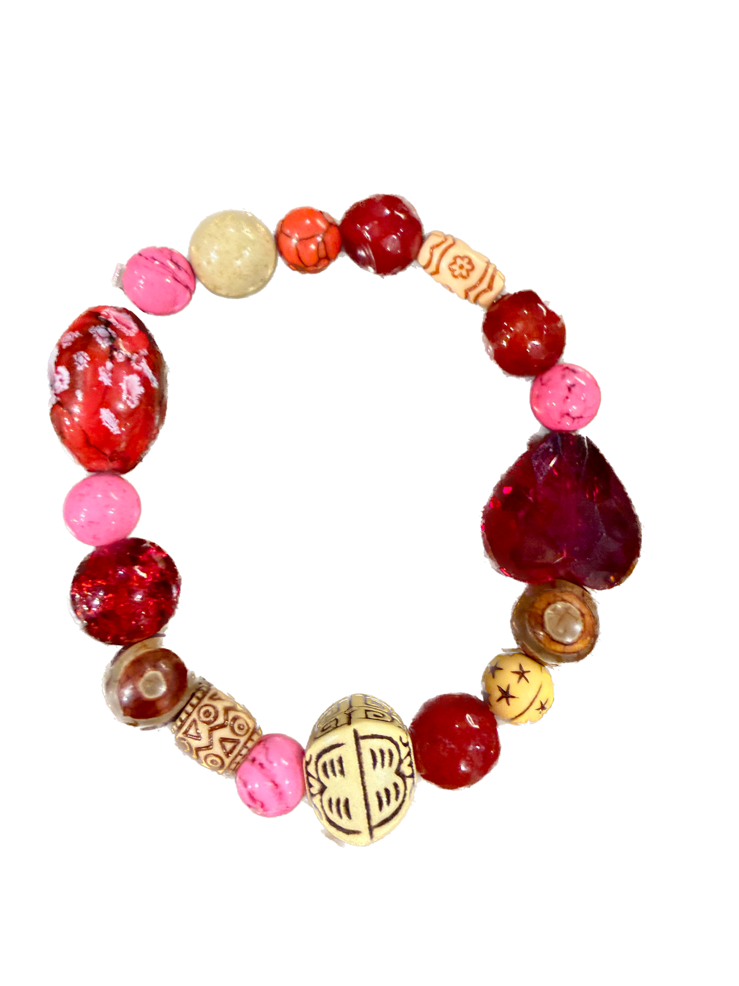JADED GYPSY - Pink and Red Beaded Bracelet