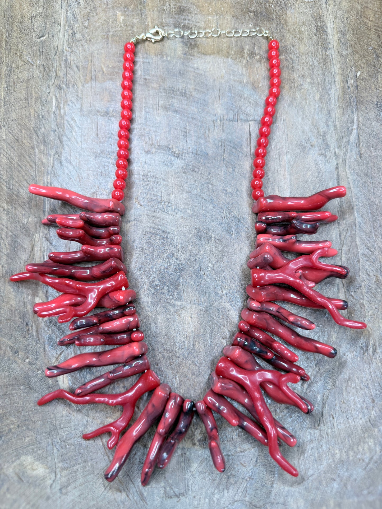 Chunky Faux Coral Collar Necklace