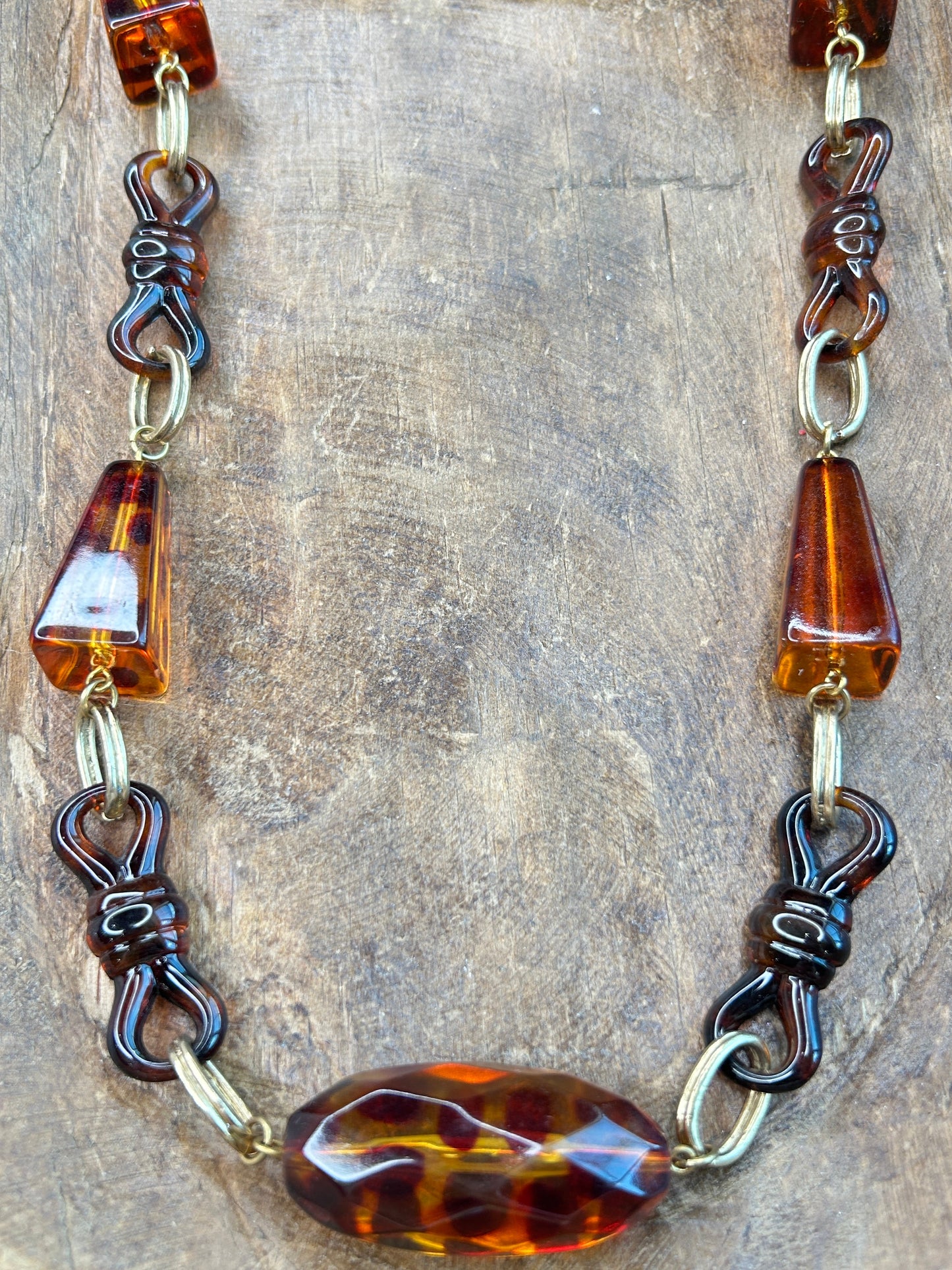 Long Leopard Print Resin Necklace