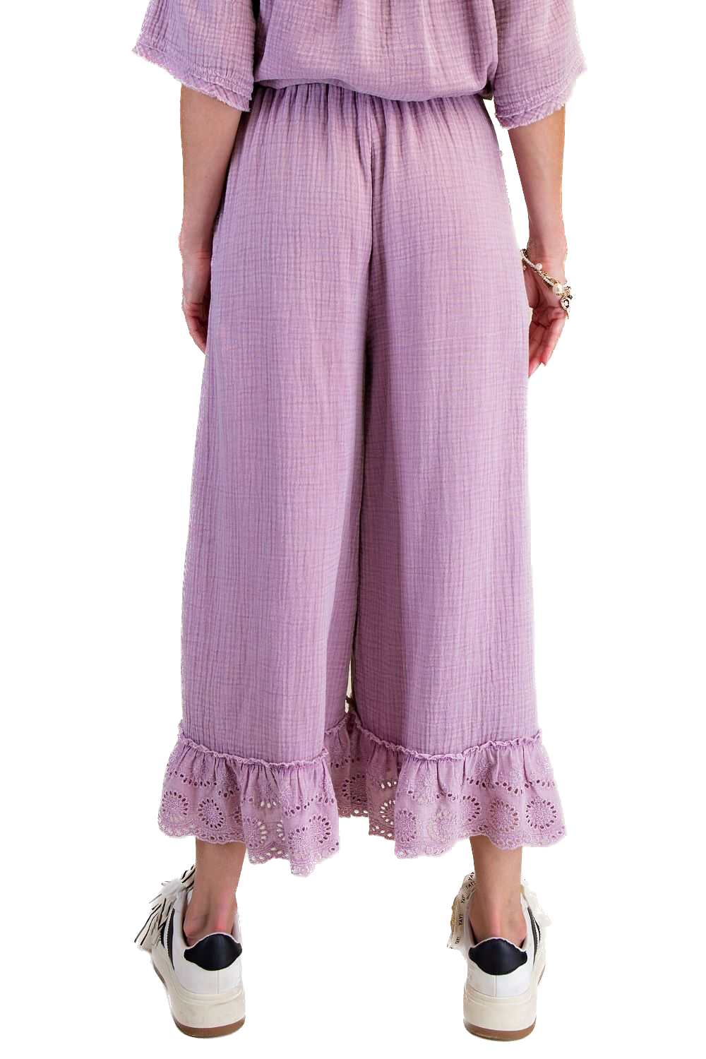 EASEL - Washed Cotton Gauze Pants (Lilac Rose)