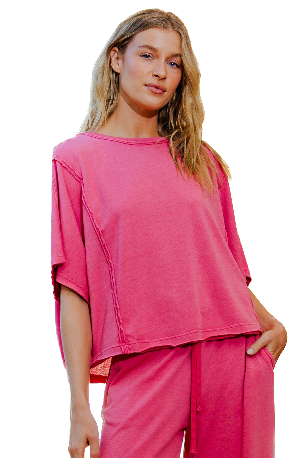 Mineral Washed Boxy Top (Strawberry)