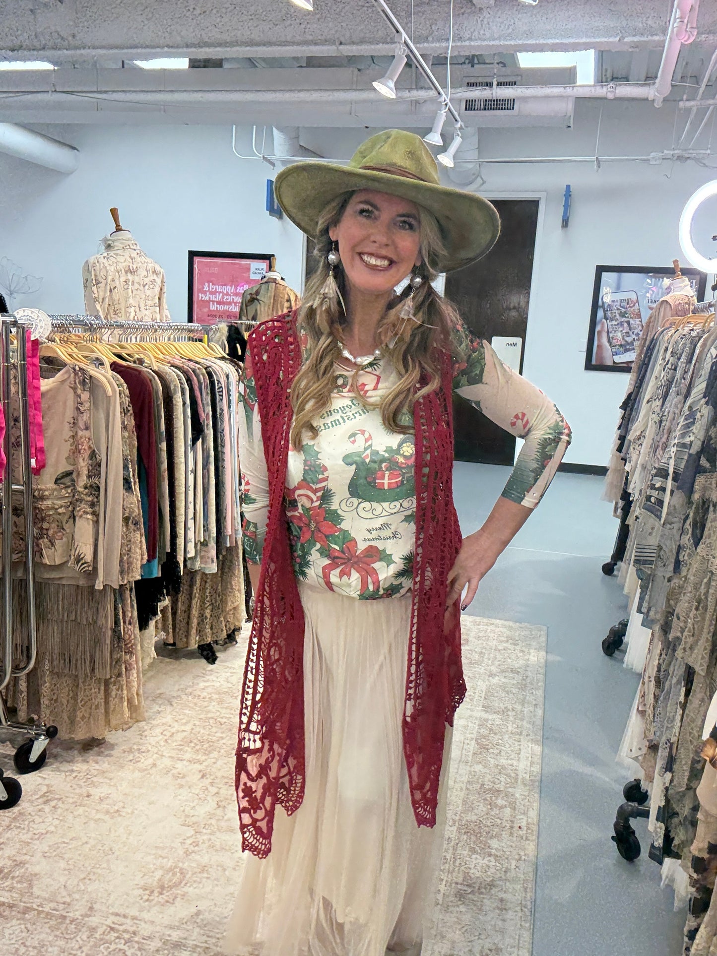 Origami- Long Crochet Vest (Red) *Final Sale*