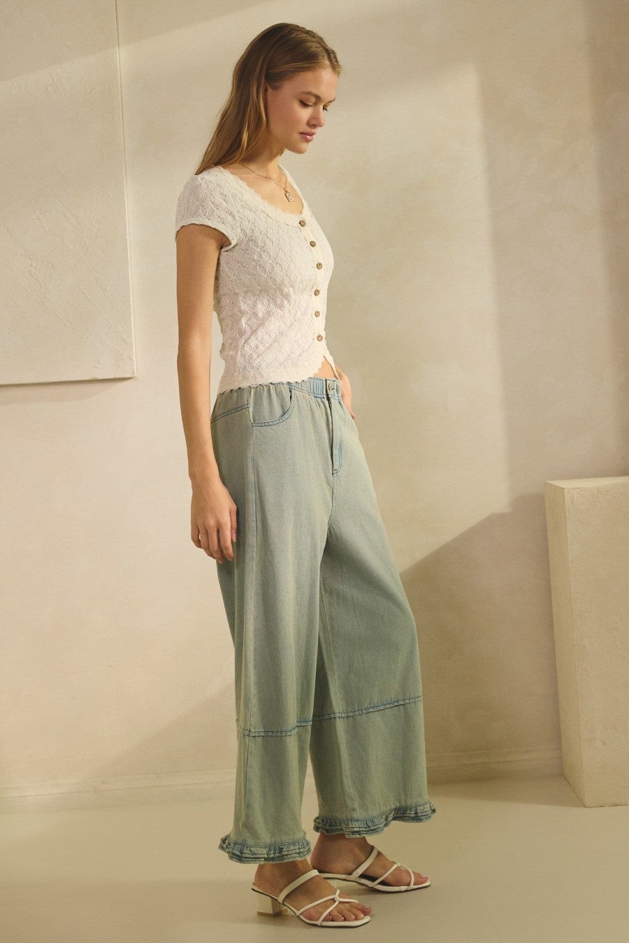 Oddi- Wide Leg Denim Pants (Chambray)