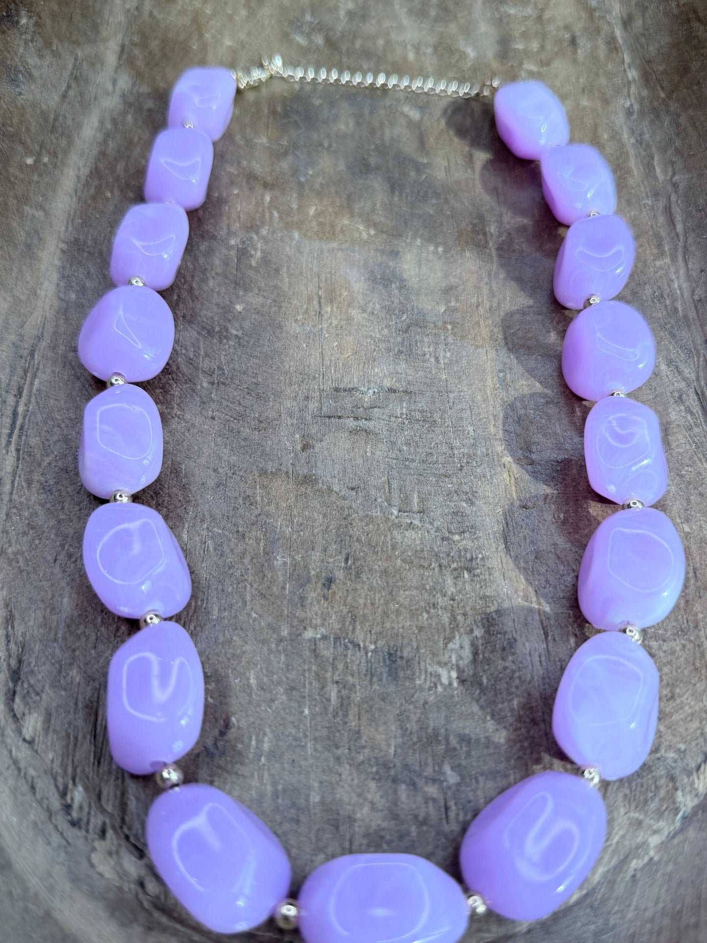 Purple Acrylic Beaded Necklace